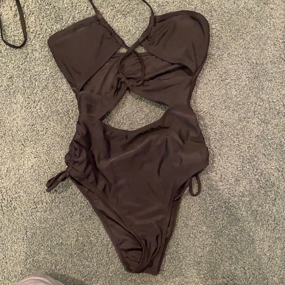 Black strappy one piece